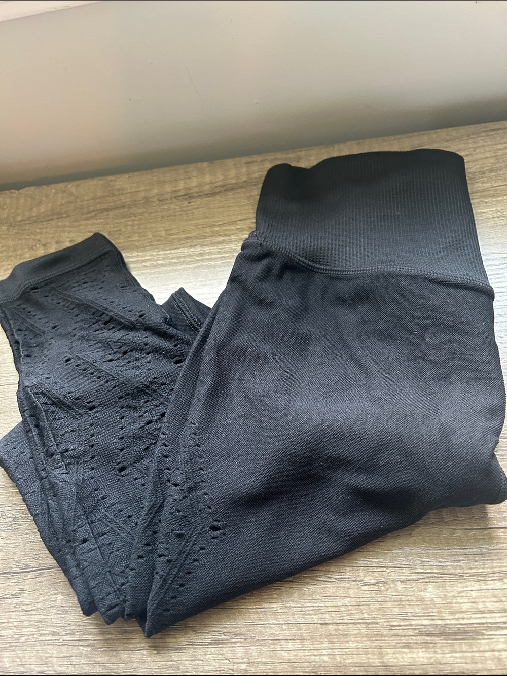 PINK Victoria's Secret Black Textured Leggings